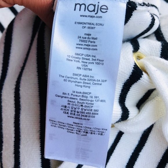 Maje Montreal Ecru criss cross lace up back Breton stripe cropped sweater - Picture 10 of 10